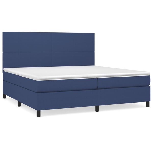 vidaXL Boxspringbett mit Matratze Blau 200x200 cm Stoff
