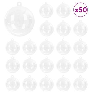 vidaXL Weihnachtskugel-Set 50 stk. Transparent &Oslash; 5 cm Kunststoff