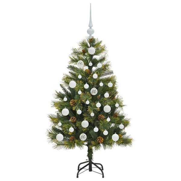 vidaXL Künstlicher Klapp-Weihnachtsbaum mit Tannenzapfen Grün 120 cm