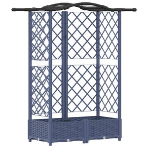 vidaXL Hochbeet mit Rankgitter und Dach Grau 124 x 40 x 123 cm PP
