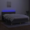 vidaXL Boxspringbett mit Matratze & LED Dunkelgrau 140x200 cm Stoff