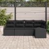 vidaXL Sofa Set mit Kissen mit Speicher 5 pcs Schwarz Poly-Rattan