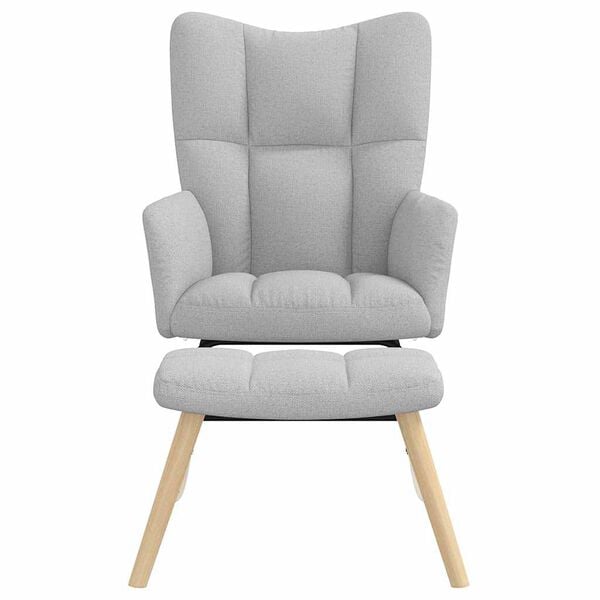 vidaXL Schaukelstuhl mit Fu&szlig;hocker Wolkengrauer Stoff