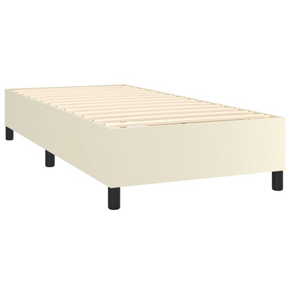 vidaXL Boxspringbett mit Matratze Creme 100x200 cm Kunstleder
