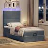 vidaXL Ottoman-Bett mit Matratzen & LEDs Dunkelgrau 90x190 cm Samt