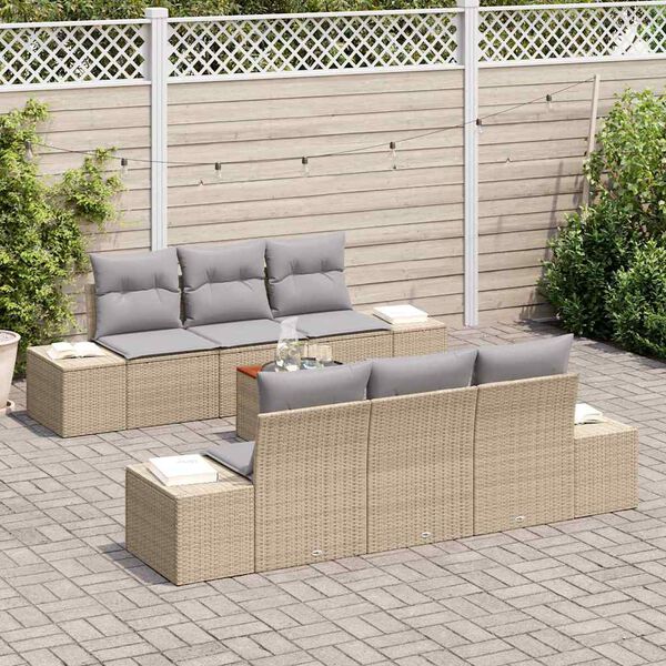vidaXL Gartensofa-set 7 pcs Beige und Hellgrau Poly-Rattan