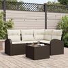 vidaXL Gartensofa-set mit Kissen 5 pcs Braun und Wei&szlig; Poly-Rattan