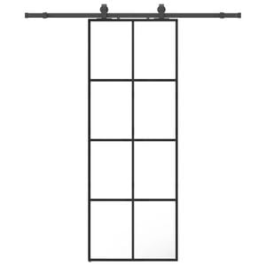 vidaXL Schiebet&uuml;r mit Beschlag Schwarz 76x205 cm ESG-Glas
