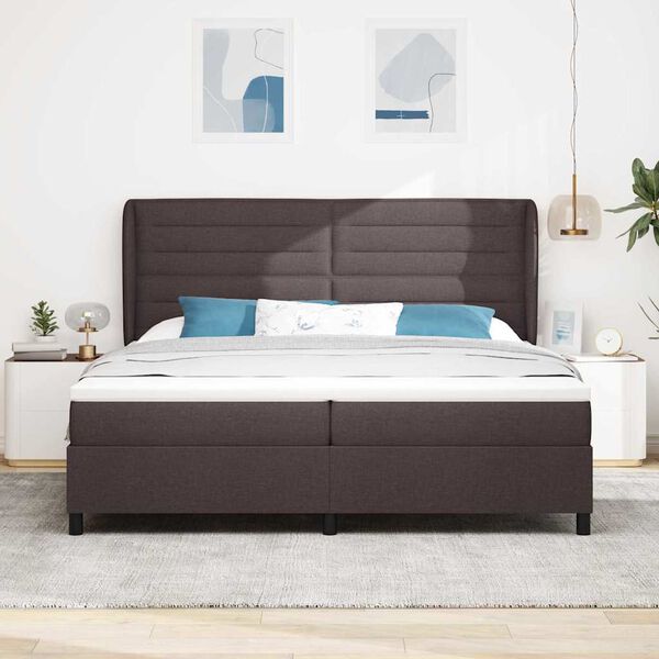 vidaXL Boxspringbett mit Matratze Dunkelbraun 200 x 200 cm Stoff