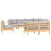 vidaXL 8-tlg. Garten-Lounge-Set mit Grauen Kissen Kiefer Massivholz
