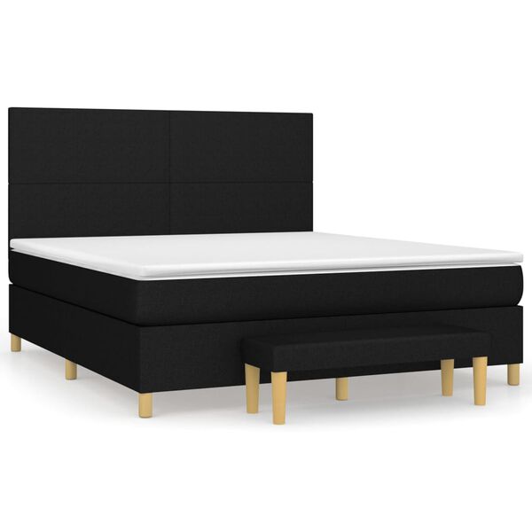 vidaXL Boxspringbett mit Matratze Schwarz 180x200 cm Stoff