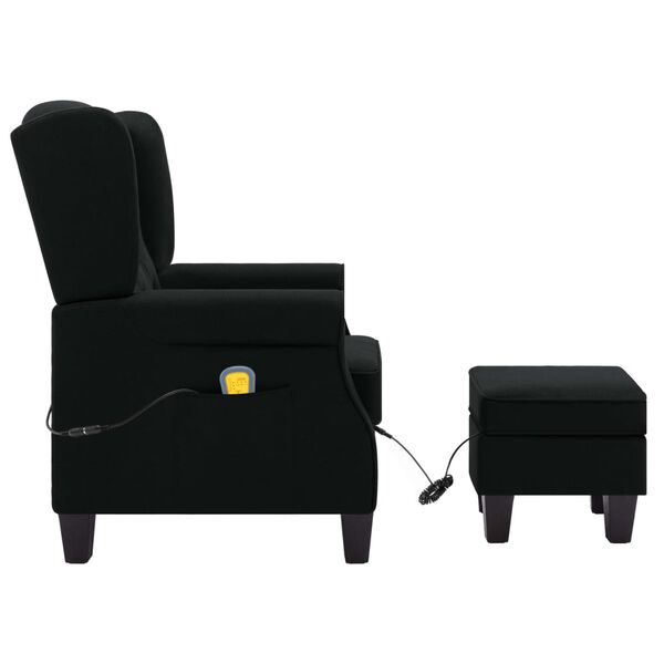vidaXL Massagesessel mit Hocker Schwarz Stoff