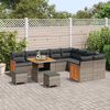 vidaXL Garten-Sofa-Set 12 pcs Grau Dunkelgrau Poly-Rattan