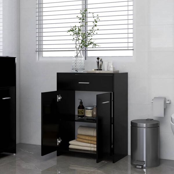 vidaXL Badezimmerschrank Schwarz 60x33x80 cm Holzwerkstoff