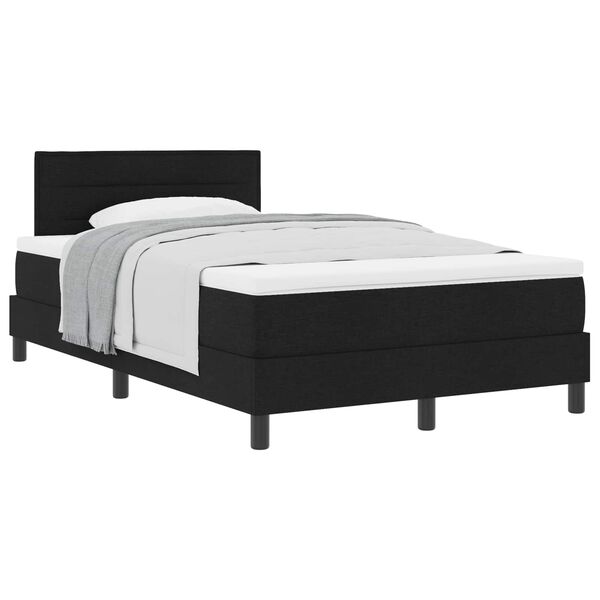 vidaXL Boxspringbett mit Kopfteil Schwarz 120 x 190 cm Stoff