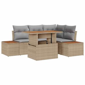 vidaXL Garten-Sofa-Set mit Speicher 5 pcs Beige Poly Rattan