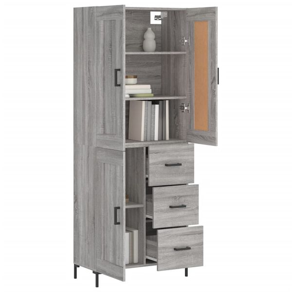 vidaXL Highboard Grau Sonoma 69,5x34x180 cm Holzwerkstoff