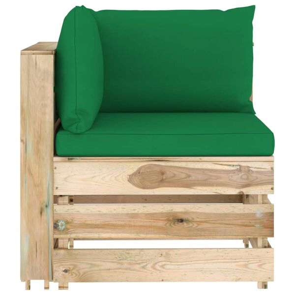 vidaXL 3-tlg. Garten-Lounge-Set mit Kissen Gr&uuml;n Impr&auml;gniertes Holz