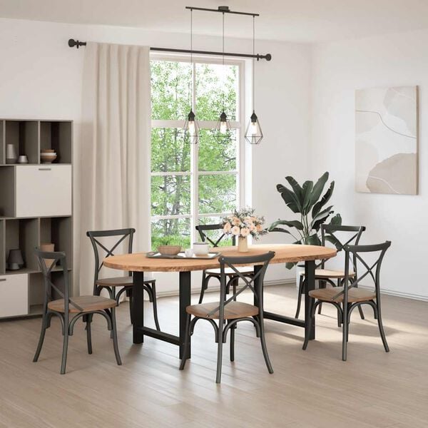 vidaXL Esstisch Hellbraun 220x100x74 cm Massivholz Eiche Oval