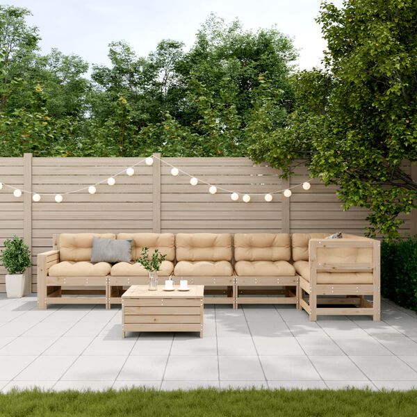 vidaXL 7-tlg. Garten-Lounge-Set mit Kissen Massivholz Kiefer