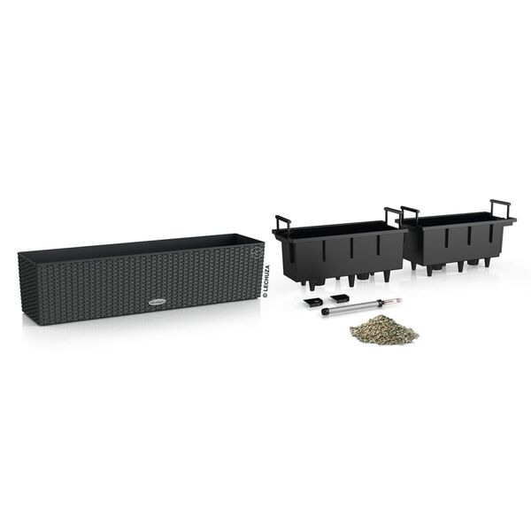 LECHUZA Pflanzgef&auml;&szlig; BALCONERA Cottage 80 ALL-IN-ONE Granitgrau