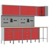 vidaXL Arbeitsschrankset mit Schubladen mit Regal 12 Stk. Rot und Grau
