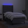 vidaXL Boxspringbett mit Matratze & LED Dunkelgrau 90x200 cm Stoff