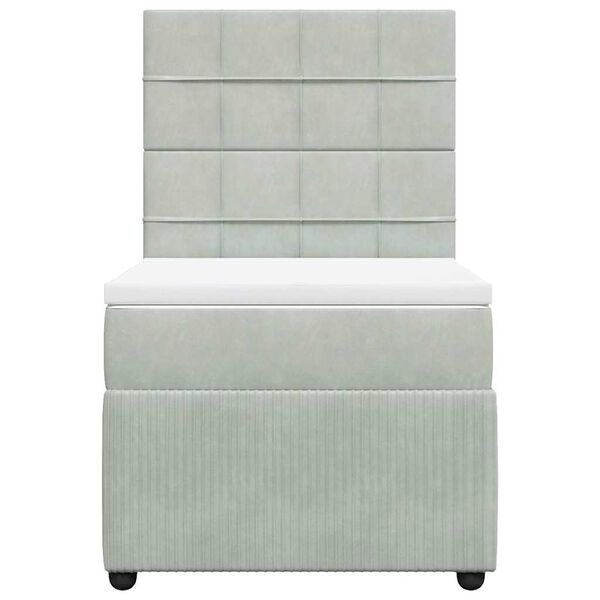 vidaXL Boxspringbett mit Matratze Hellgrau 80x200 cm Samt