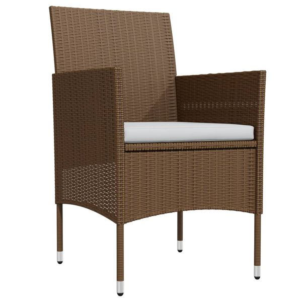 vidaXL 7-tlg. Garten-Essgruppe mit Kissen Braun und Schwarz