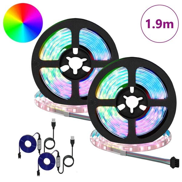 vidaXL LED Streifen 2 pcs Schwarz und Transparent 950 mm