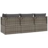 vidaXL 3-tlg. Garten-Lounge-Set mit Kissen Grau Poly Rattan