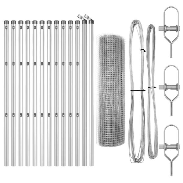 vidaXL Zaunpfosten Silber 25 x 0,5 m (25 x 25 mm Maschen) Stahl