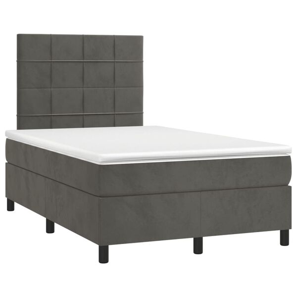 vidaXL Boxspringbett mit Matratze Dunkelgrau 120x190 cm Samt