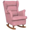 vidaXL Schaukelstuhl Ohrensessel Rosa Samt und Massivholz