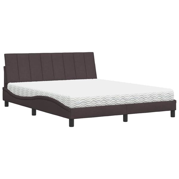vidaXL Bett mit Matratze "Hanko" Dunkelbraun 160x200 cm Stoff