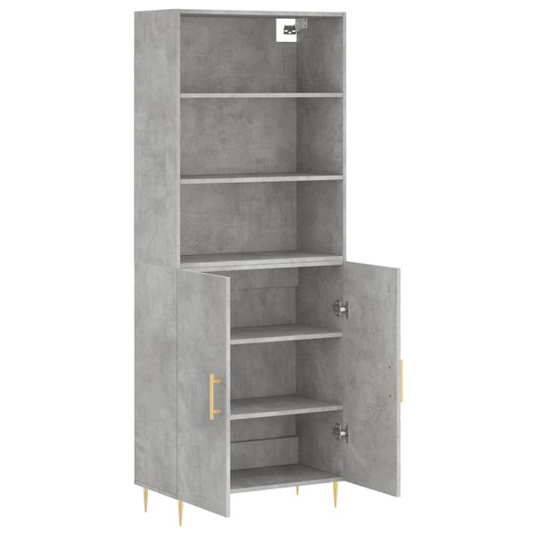 vidaXL Highboard Betongrau 69,5x34x180 cm Holzwerkstoff