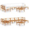 vidaXL 8-tlg. Garten-Lounge-Set mit Creme Kissen Massivholz Teak