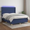 vidaXL Boxspringbett mit Matratze & LED Blau 140x190 cm Stoff
