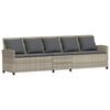 vidaXL Gartensofa 5-Sitzer mit Kissen Hellgrau Poly Rattan