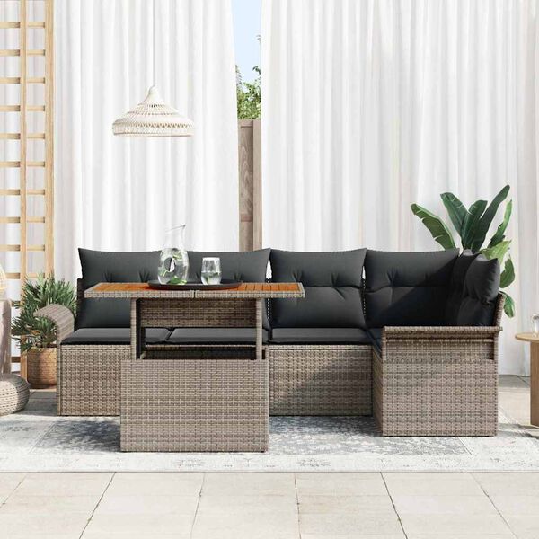 vidaXL Garten-Sofa-Set mit Kissen 6 pcs Grau