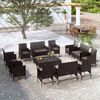 vidaXL 16-tlg. Garten-Lounge-Set mit Auflagen Poly Rattan Schwarz