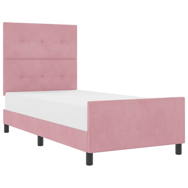 vidaXL Boxspringbett mit Kopfteil Rosa 90 x 190 cm Samt