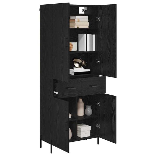vidaXL Highboard Schwarz Eichen-Optik 69,5 x 34 x 180 cm Holzwerkstoff