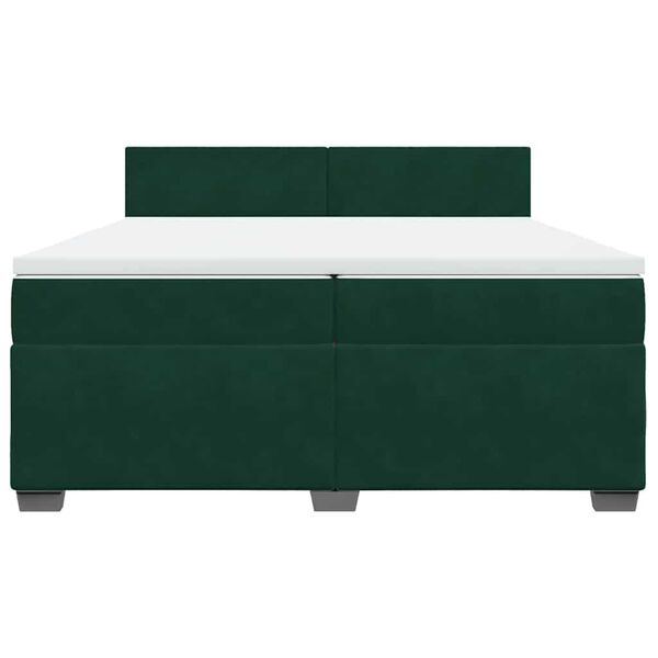 vidaXL Boxspringbett mit Matratze Dunkelgr&uuml;n 200x200 cm Samt