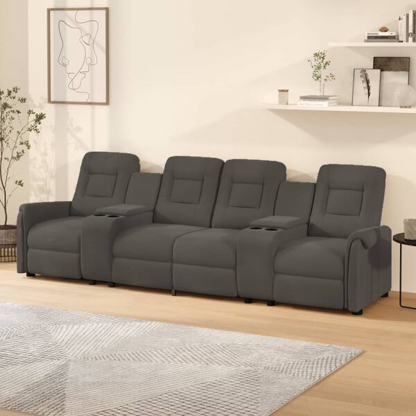 vidaXL Relaxsofa 4-Sitzer mit Getr&auml;nkehaltern Dunkelgrau