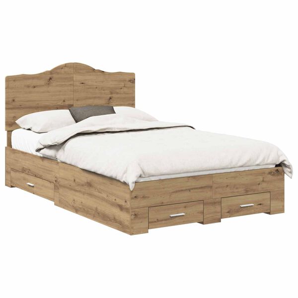 vidaXL Bettrahmen Artisan-Eiche 120 x 190 cm Holzwerkstoff