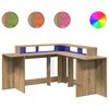 vidaXL LED-Schreibtisch Artisan-Eiche 152x152x91 Holzwerkstoff