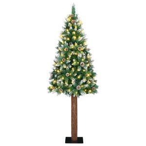 vidaXL Schlanker Weihnachtsbaum mit 300 LEDs mit St&auml;nder Gr&uuml;n 180 cm
