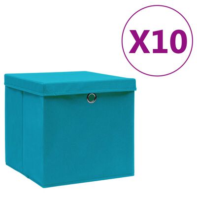 vidaXL Aufbewahrungsboxen mit Deckeln 10 Stk. 28x28x28 cm Babyblau