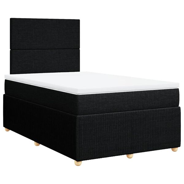 vidaXL Boxspringbett mit Matratze Schwarz 120x190 cm Stoff